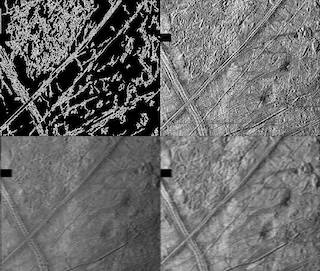 a map of Europa with opencv filters & edge detection applied.